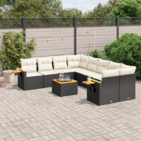 Set Divani da Giardino 9 pz con Cuscini Nero in Polyrattan 3226665