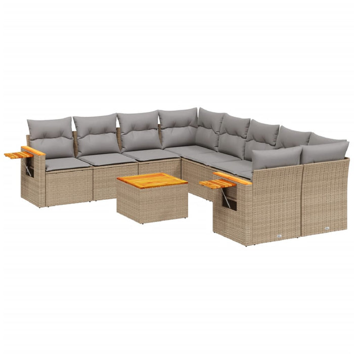 Set Divano da Giardino 9 pz con Cuscini Beige in Polyrattan 3226668