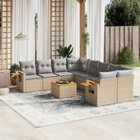 Set Divano da Giardino 9 pz con Cuscini Beige in Polyrattan 3226668