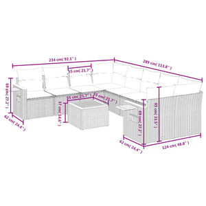 Set Divano da Giardino 9 pz con Cuscini Grigio in Polyrattan 3226669