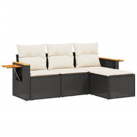 Set Divani da Giardino 4 pz con Cuscini Nero in Polyrattan 3226742