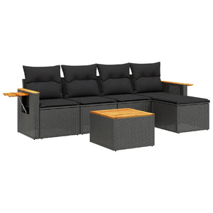 Set Divano da Giardino 6 pz con Cuscini Nero in Polyrattancod mxl 88904