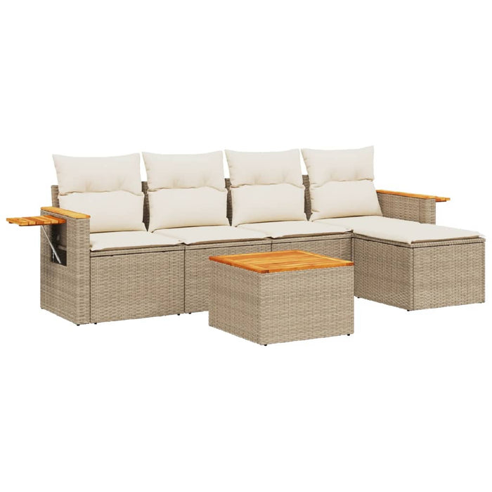 Set Divano da Giardino 6 pz con Cuscini Beige in Polyrattan 3226765