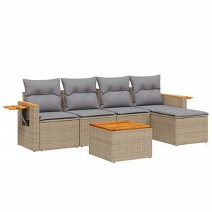 Set Divano da Giardino 6 pz con Cuscini Beige in Polyrattan 3226766