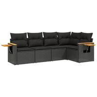 Set Divani da Giardino 5 pz con Cuscini in Polyrattan Nero 3226783