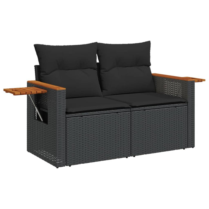 Set Divani da Giardino 5 pz con Cuscini in Polyrattan Nero 3226783