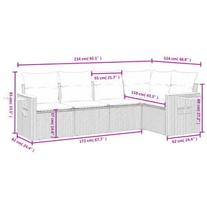 Set Divani da Giardino 5 pz con Cuscini in Polyrattan Nero 3226783