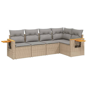 Set Divano da Giardino 5 pz con Cuscini Beige in Polyrattan 3226787