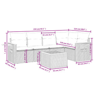 Set Divano da Giardino 6 pz con Cuscini Beige in Polyrattan 3226793