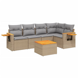 Set Divano da Giardino 6 pz con Cuscini Beige in Polyrattancod mxl 114217