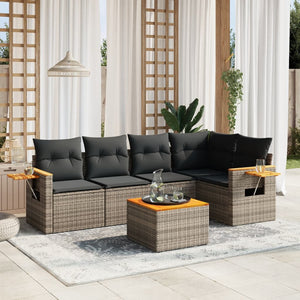 Set Divano da Giardino 6 pz con Cuscini Grigio in Polyrattancod mxl 90239