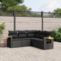 Set Divani da Giardino 5 pz con Cuscini in Polyrattan Nero 3226797