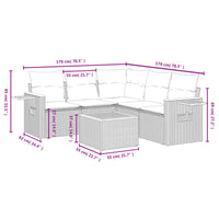 Set Divano da Giardino 6 pz con Cuscini Nero in Polyrattan 3226804