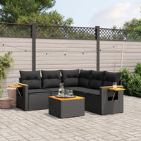 Set Divano da Giardino 6 pz con Cuscini Nero in Polyrattan 3226804