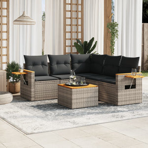 Set Divano da Giardino 6 pz con Cuscini Grigio in Polyrattan 3226809