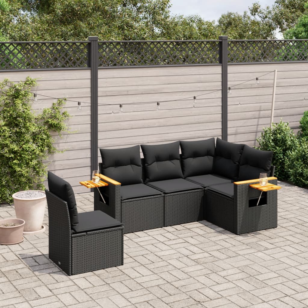 Set Divani da Giardino 5 pz con Cuscini in Polyrattan Nerocod mxl 93097