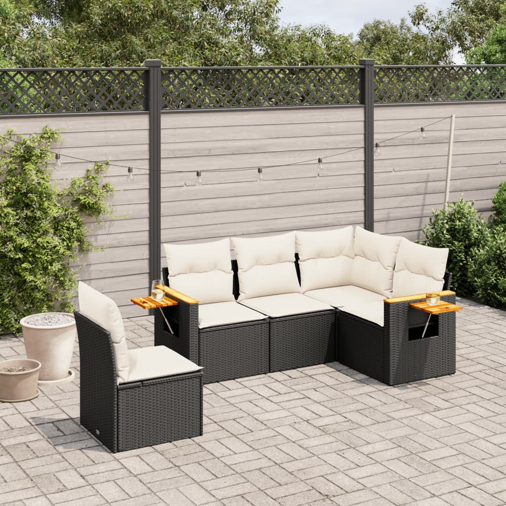 Set Divani da Giardino 5 pz con Cuscini in Polyrattan Nerocod mxl 114859