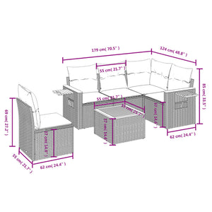 Set Divano da Giardino 6 pz con Cuscini Beige in Polyrattan 3226821