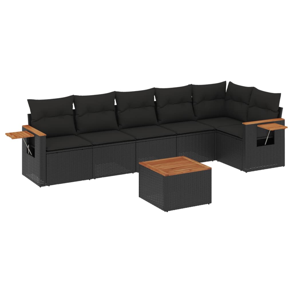 Set Divani da Giardino con Cuscini 7pz Nero Polyrattancod mxl 93109