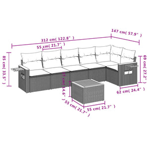 Set Divani da Giardino con Cuscini 7pz Nero Polyrattan 3226832