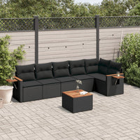 Set Divani da Giardino con Cuscini 7pz Nero Polyrattancod mxl 93109