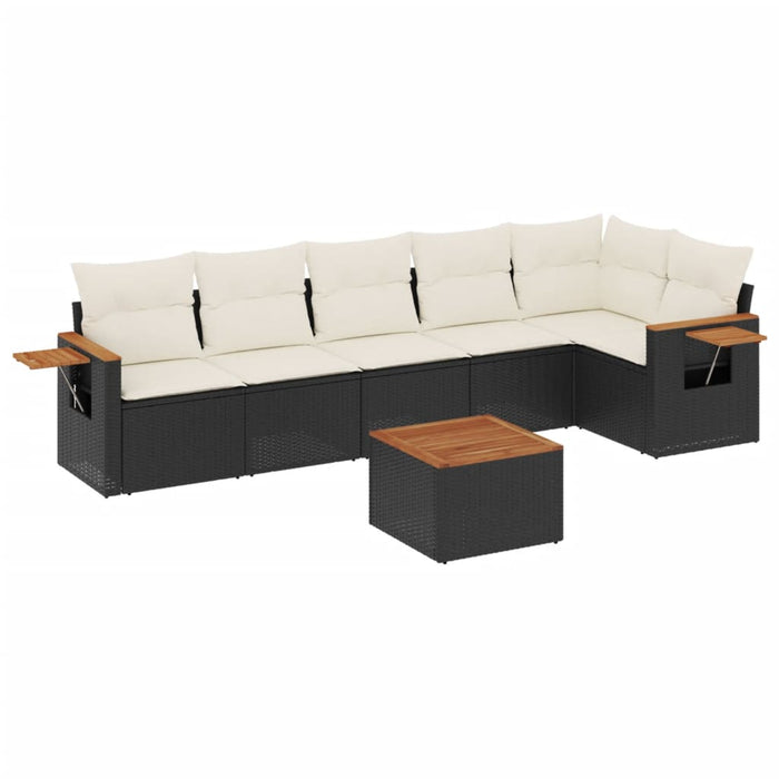 Set Divani da Giardino con Cuscini 7pz Nero Polyrattancod mxl 117058