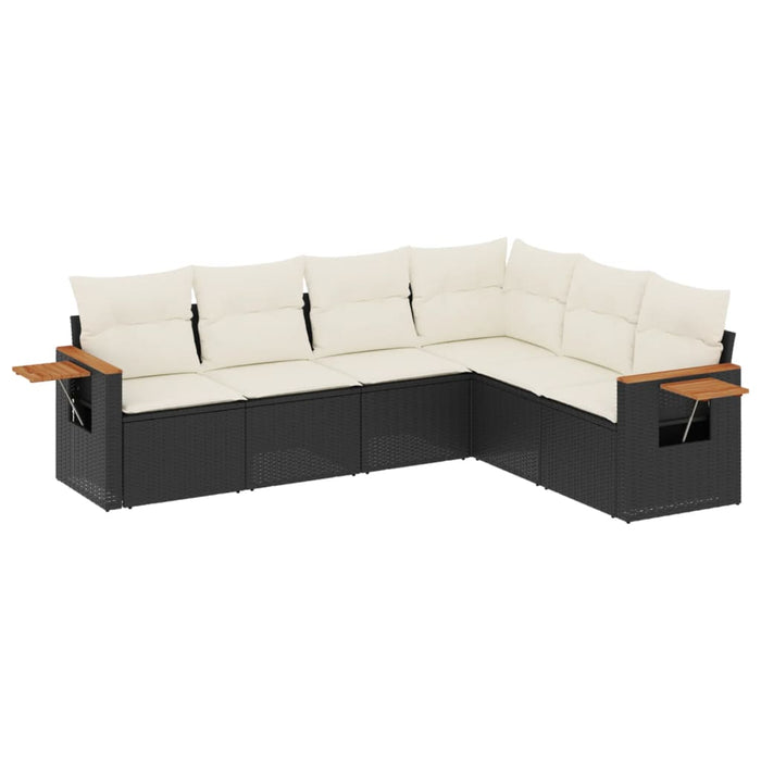 Set Divano da Giardino 6 pz con Cuscini Nero in Polyrattan 3226840