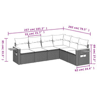 Set Divano da Giardino 6 pz con Cuscini Nero in Polyrattan 3226840