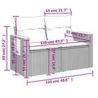 Set Divano da Giardino 6 pz con Cuscini Nero in Polyrattan 3226840