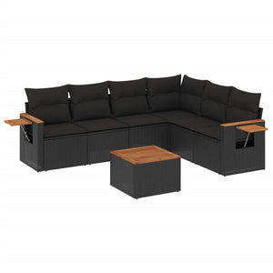 Set Divani da Giardino con Cuscini 7pz Nero Polyrattancod mxl 112900