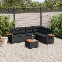 Set Divani da Giardino con Cuscini 7pz Nero Polyrattancod mxl 112900