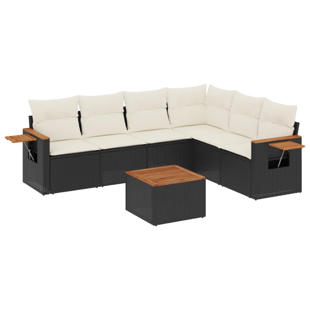 Set Divani da Giardino con Cuscini 7pz Nero Polyrattan 3226847