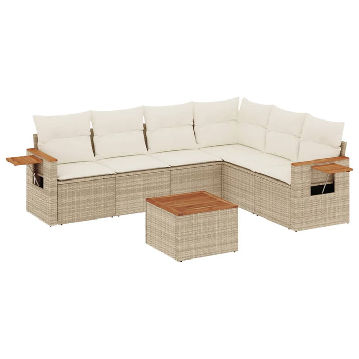 Set Divani da Giardino 7 pz con Cuscini Beige in Polyrattan 3226849