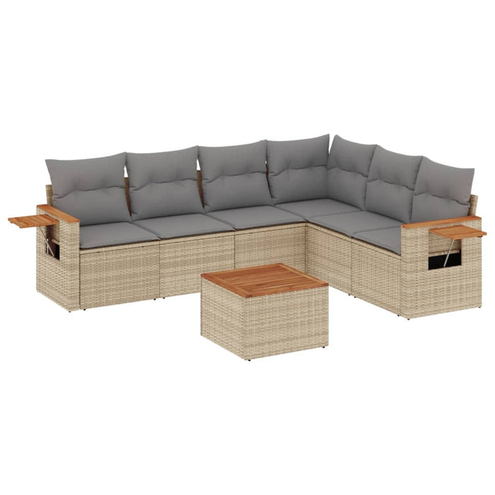 Set Divani da Giardino 7 pz con Cuscini Beige in Polyrattan 3226850