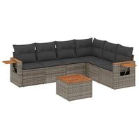 Set Divani da Giardino 7 pz con Cuscini Grigio in Polyrattan 3226851