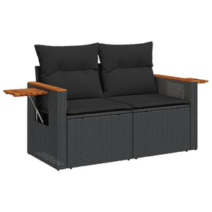 Set Divano da Giardino 6 pz con Cuscini Nero in Polyrattan 3226853