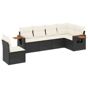 Set Divano da Giardino 6 pz con Cuscini Nero in Polyrattan 3226854