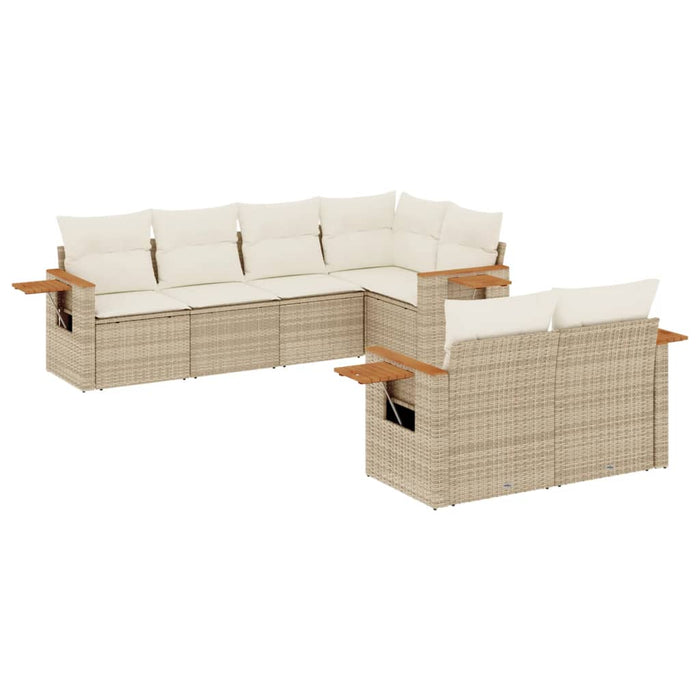 Set Divani da Giardino 7 pz con Cuscini Beige in Polyrattancod mxl 88903