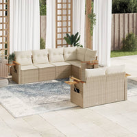 Set Divani da Giardino 7 pz con Cuscini Beige in Polyrattancod mxl 88903