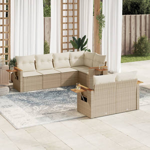 Set Divani da Giardino 7 pz con Cuscini Beige in Polyrattancod mxl 88903