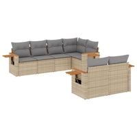 Set Divani da Giardino 7 pz con Cuscini Beige in Polyrattan 3226983