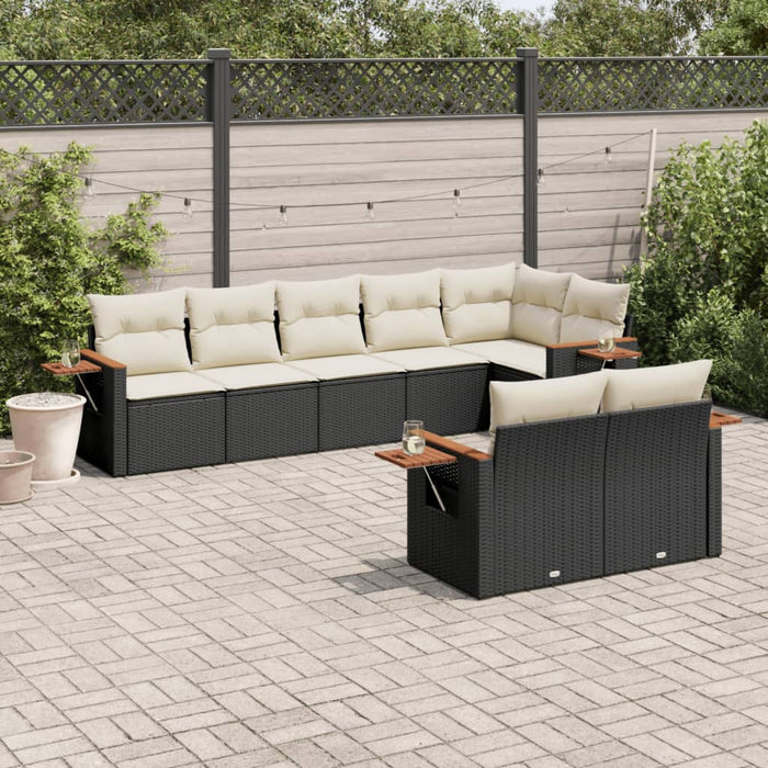 Set Divani da Giardino con Cuscini 8 pz Nero in Polyrattan 3226987