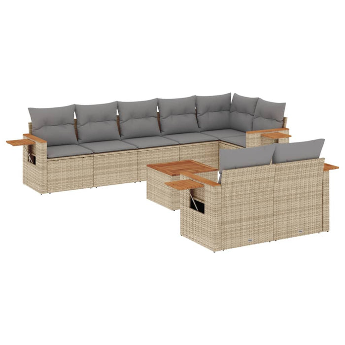 Set Divano da Giardino 9 pz con Cuscini Grigio in Polyrattan 3226998