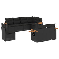 Set Divani da Giardino con Cuscini 8 pz Nero in Polyrattan 3227000