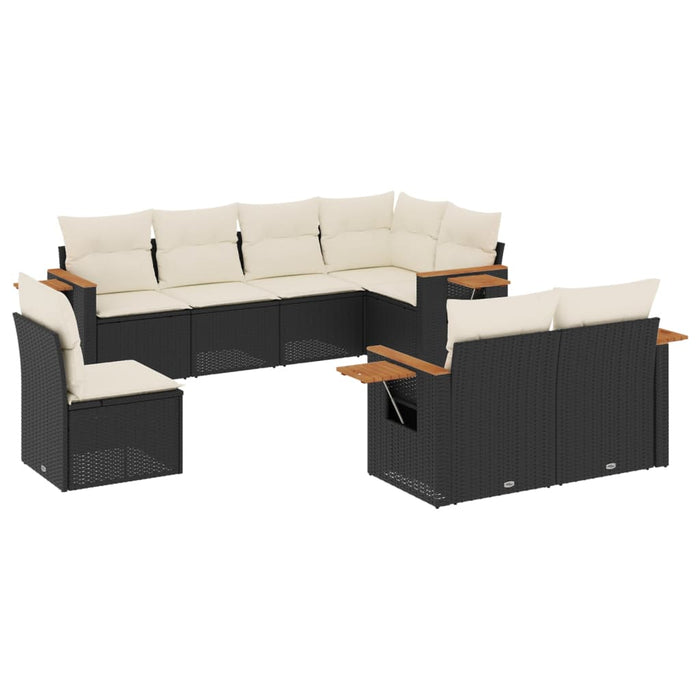 Set Divani da Giardino con Cuscini 8 pz Nero in Polyrattan 3227001