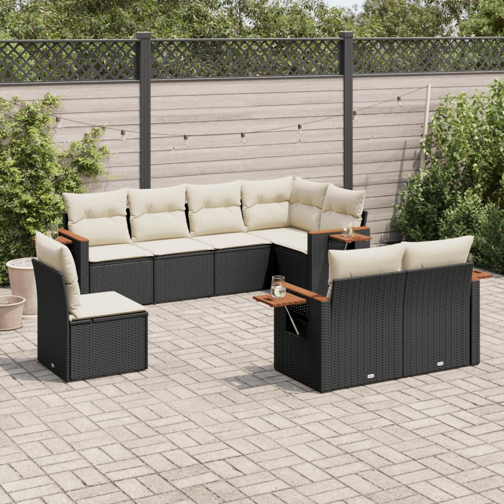 Set Divani da Giardino con Cuscini 8 pz Nero in Polyrattan 3227001