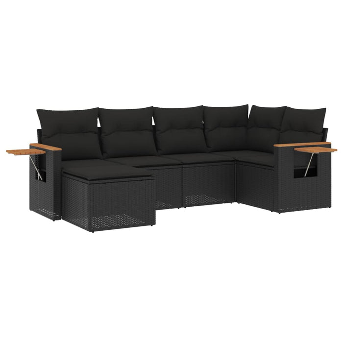 Set Divano da Giardino 6 pz con Cuscini Nero in Polyrattancod mxl 113618