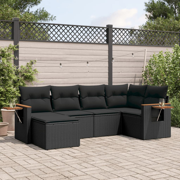 Set Divano da Giardino 6 pz con Cuscini Nero in Polyrattancod mxl 113618