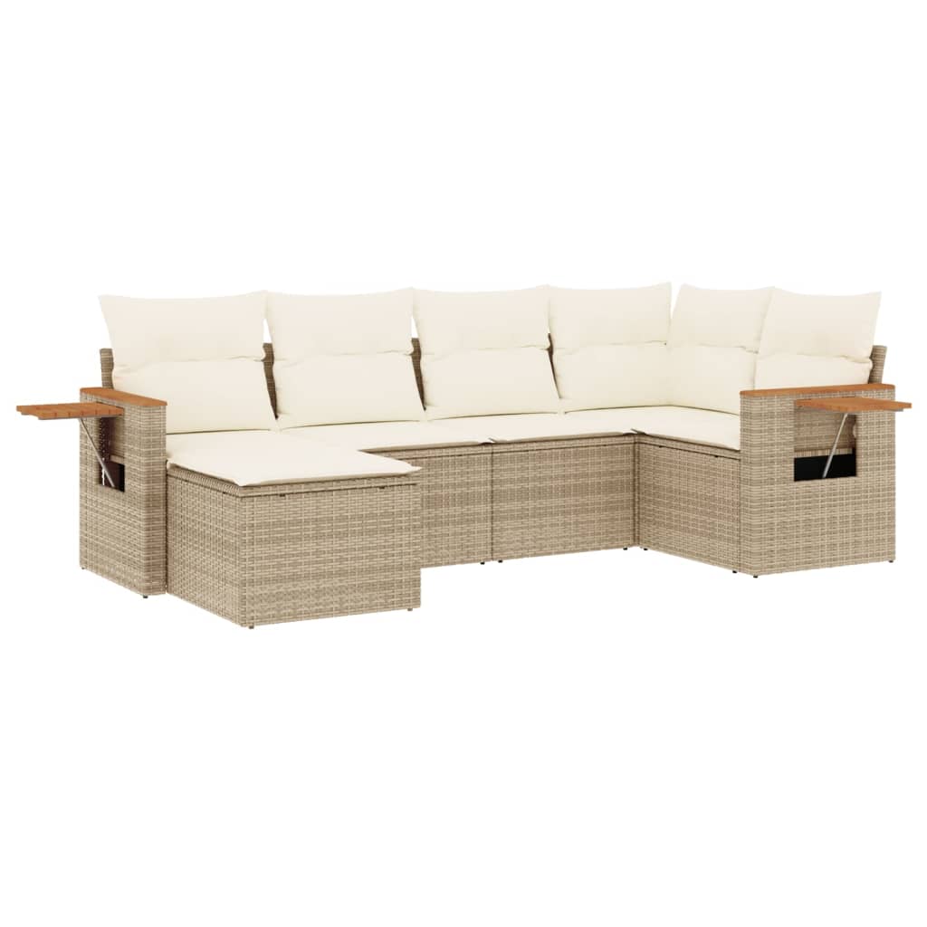 Set Divano da Giardino 6 pz con Cuscini Beige in Polyrattancod mxl 90591