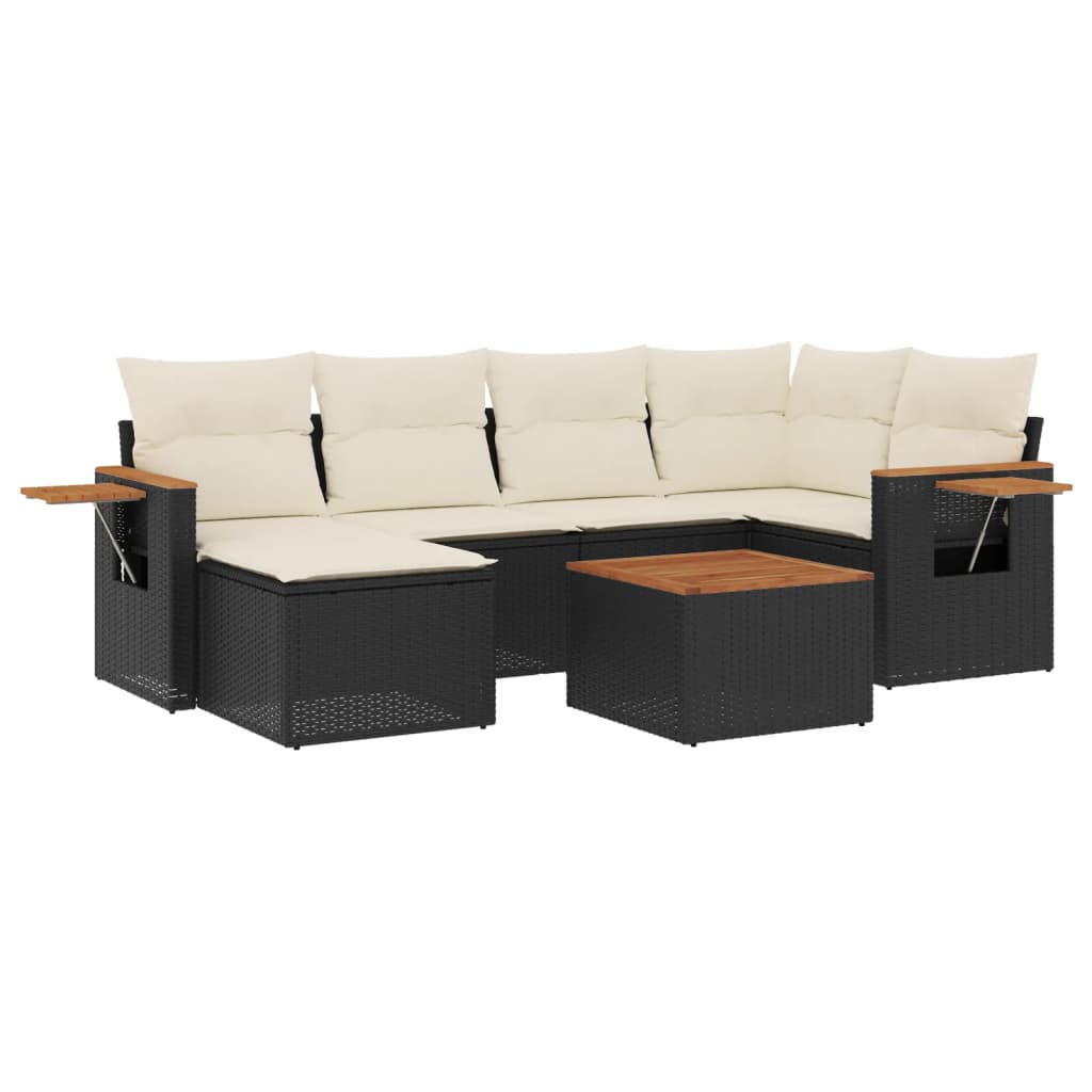 Set Divani da Giardino con Cuscini 7pz Nero Polyrattancod mxl 88912